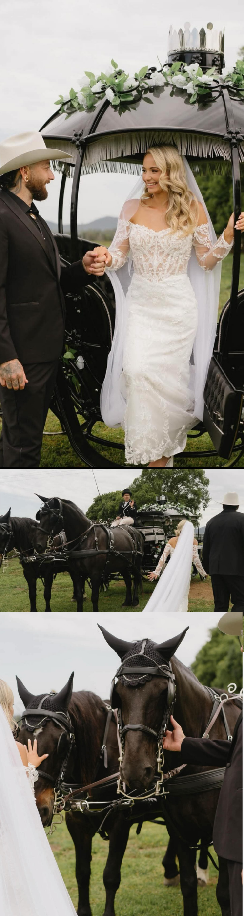 Black Cinderella Wedding Carriage with Cinderella Arrivals